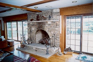 Stone fireplace